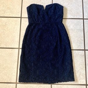 J CREW Navy lace cut out neckline dress